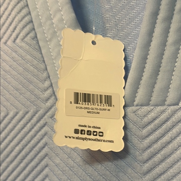 Simply Southern Blue Textured Dress with Pearl Accents - Picture 3 of 5